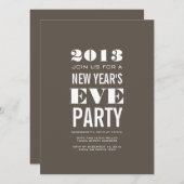 ブラウンのモダン2013の大晦日のパーティの招待状 招待状 (正面/裏面)