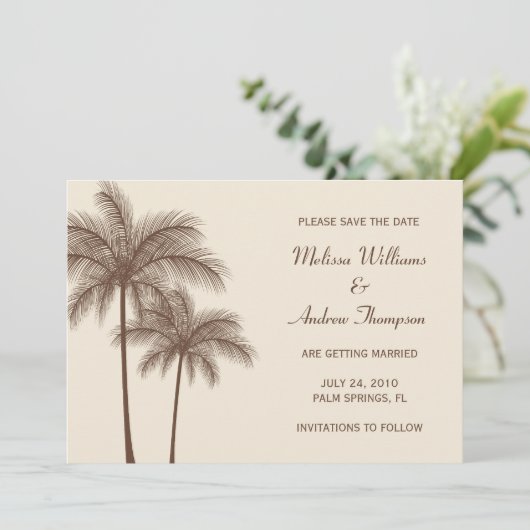 ブラウンのヤシの木のセーブ・ザ・デート案内 セーブザデート (スタンド正面)