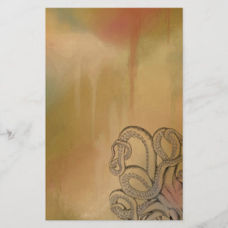 ブラウンのラインスケッチのタコ 便箋