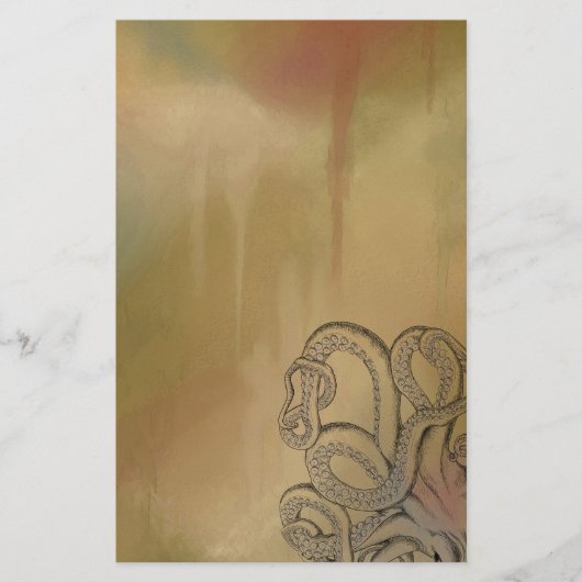 ブラウンのラインスケッチのタコ 便箋 (正面)