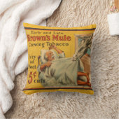 ブラウンのラバがタバコを噛むデコ素朴ール クッション (ブランケット)