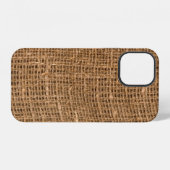 ブラウンのリネンキャンバス質感 iPhoneケース (裏面横)
