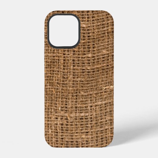 ブラウンのリネンキャンバス質感 iPhoneケース (裏面)