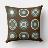 ブラウンのリングのティール(緑がかった色)のクリーム色の金ゴールドの円 クッション (裏面)