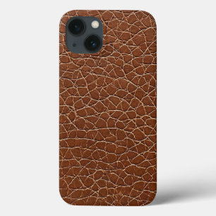 ブラウンのレザーエフェクトパターン iPhone 13ケース