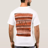 ブラウンのレトロなボヘミアン風の名前+イニシャル+年月日 Tシャツ (裏面)