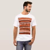 ブラウンのレトロなボヘミアン風の名前+イニシャル+年月日 Tシャツ (正面フル)
