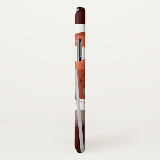 ブラウンのレトロのモダンな花のかわいい芸術は箱電話咲きます Case-Mate iPhoneケース (裏面/右)