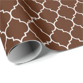 ブラウンの包装紙のモロッコのクローバーの白 ラッピングペーパー (ロールコーナー)