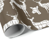 ブラウンの包装紙の白く素朴なシカ ラッピングペーパー (ロールコーナー)