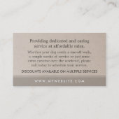 ブラウンの名刺を坐らせているドッグウォーカー及びペット 名刺 (裏面)