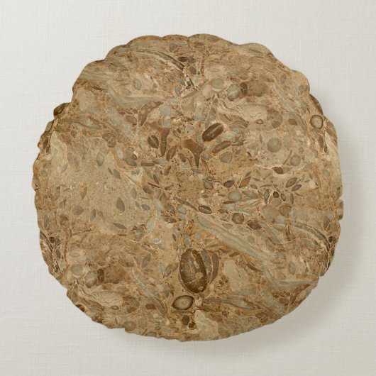 ブラウンの大理石の化石の一見 ラウンドクッション (正面)