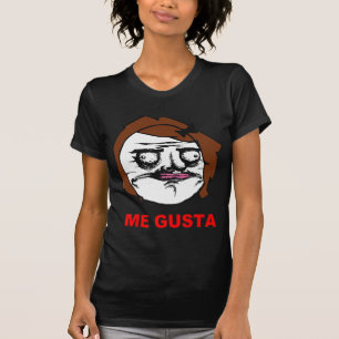 ブラウンの女性私Gustaの喜劇的な激怒の顔のミーム Tシャツ