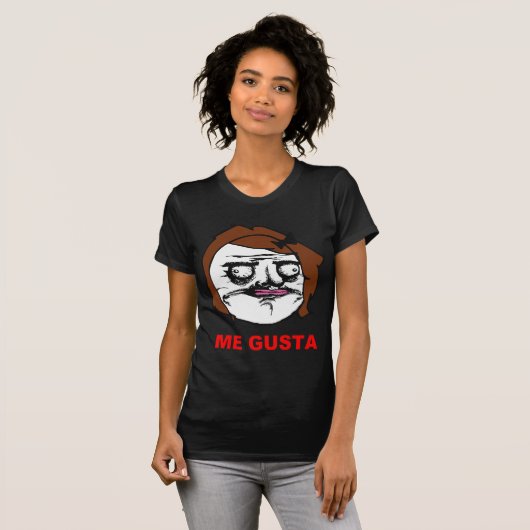 ブラウンの女性私Gustaの喜劇的な激怒の顔のミーム Tシャツ (正面フル)