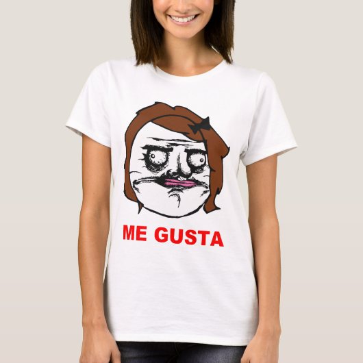 ブラウンの女性私Gustaの喜劇的な激怒の顔のミーム Tシャツ (正面)