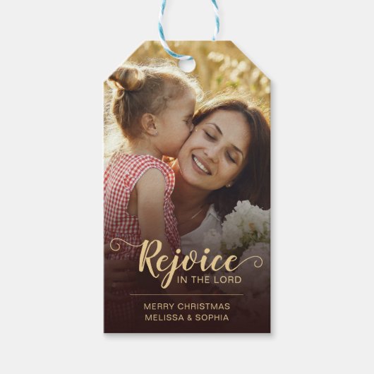 ブラウンの宗教的素朴なクリスマス ギフトタグ (正面)