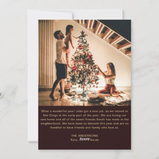 ブラウンの宗教的素朴なクリスマス シーズンカード (裏面)