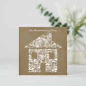 ブラウンの家の家の引っ越し祝いパーティーのパーティの招待状 招待状 (スタンド正面)