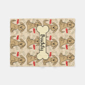 ブラウンの小犬のデザインは個人化なります フリースブランケット (正面(横))