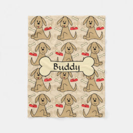 ブラウンの小犬のデザインは個人化なります フリースブランケット