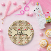 ブラウンの小犬のデザインは個人化なります ペーパープレート (パーティー)