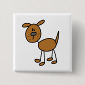 ブラウンの小犬のTシャツおよびギフト 缶バッジ (正面)