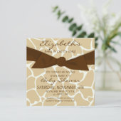 ブラウンの弓とのキリンパターンベビーシャワーの招待 招待状 (スタンド正面)