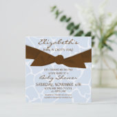 ブラウンの弓とのキリンパターンベビーシャワーの招待 招待状 (スタンド正面)