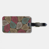 ブラウンの彼女のためのピンクの秋の葉パターン荷物のラベル ラゲッジタグ (裏面横)