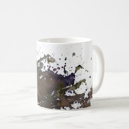 ブラウンの抽象的な（ばちゃばちゃ）跳ねる コーヒーマグカップ (正面右)