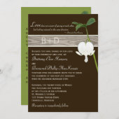 ブラウンの招待を結婚する緑のアイボリーの大げさに同情する人 招待状 (正面/裏面)