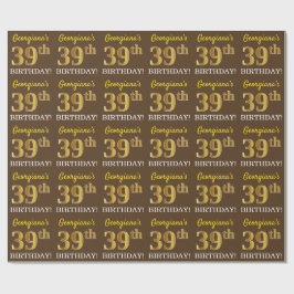ブラウンの擬似ゴールドルック「39歳の誕生日」 ラッピングペーパー