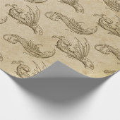 ブラウンの旧世界の海の生き物 ラッピングペーパー (角)