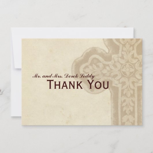 ブラウンの旧式なケルト十字は感謝していしています サンキューカード (正面)