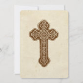 ブラウンの旧式な十字のカトリック教の結婚式招待状 招待状 (裏面)