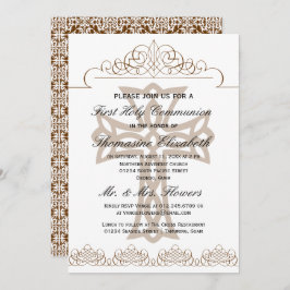 ブラウンの最初聖餐式の十字の招待状 招待状