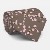 ブラウンの枝及びピンクの花 ネクタイ (ロール)