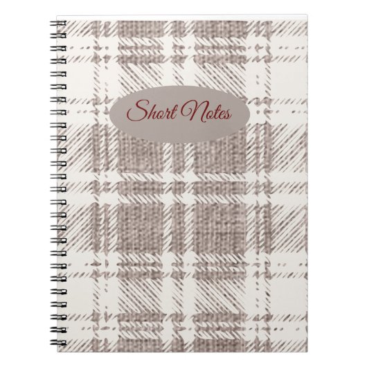 ブラウンの格子模様 : 短いメモ ノートブック (正面)