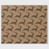 ブラウンの格子状の鹿の包装紙 ラッピングペーパー (フラット)