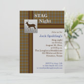 ブラウンの格子縞、青と銀の鹿の招待状 招待状 (スタンド正面)