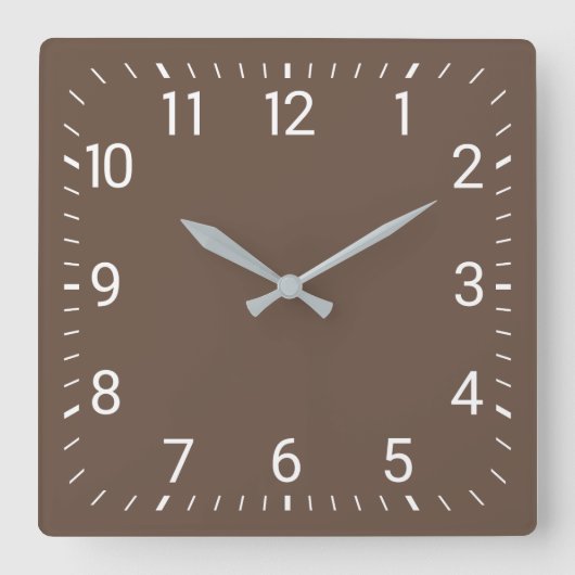 ブラウンの正方形の柱時計 スクエア壁時計 (正面)