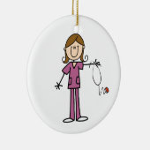 ブラウンの毛のメスの棒の姿のナース セラミックオーナメント (右)