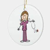 ブラウンの毛のメスの棒の姿のナース セラミックオーナメント (左)