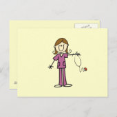 ブラウンの毛のメスの棒の姿のナース ポストカード (正面/裏面)