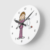 ブラウンの毛のメスの棒の姿のナース ラウンド壁時計 (傾斜)