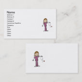 ブラウンの毛のメスの棒の姿のナース 名刺 (正面/裏面)