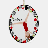 ブラウンの毛の体育専門家の赤く、黒い及び緑のパーソナライズ セラミックオーナメント (右)