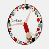 ブラウンの毛の体育専門家の赤く、黒い及び緑のパーソナライズ セラミックオーナメント (左)