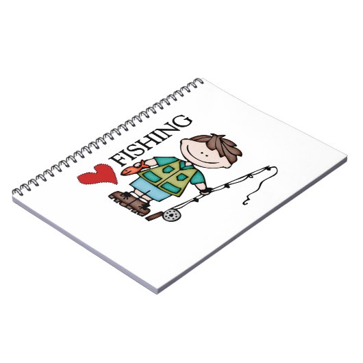 ブラウンの毛の男の子I愛魚釣り ノートブック (左側)