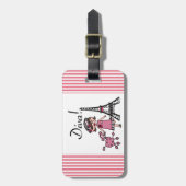 ブラウンの毛の花型女性歌手 ラゲッジタグ (正面縦)